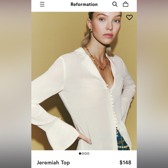 Reformation Tops - Reformation Jeremiah top blouse button up shirt extra small XS cream gossamer S